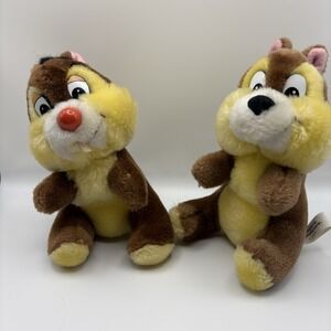 Vintage 8" Chip N' Dale Walt Disney World Disneyland Plush Toy 1970's Korea